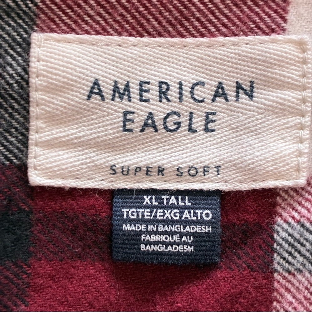 American Eagle Plaid Flannel Shirt & Graphic Tee Combo Set Grunge Burgundy Sz XL - Picture 10 of 11
